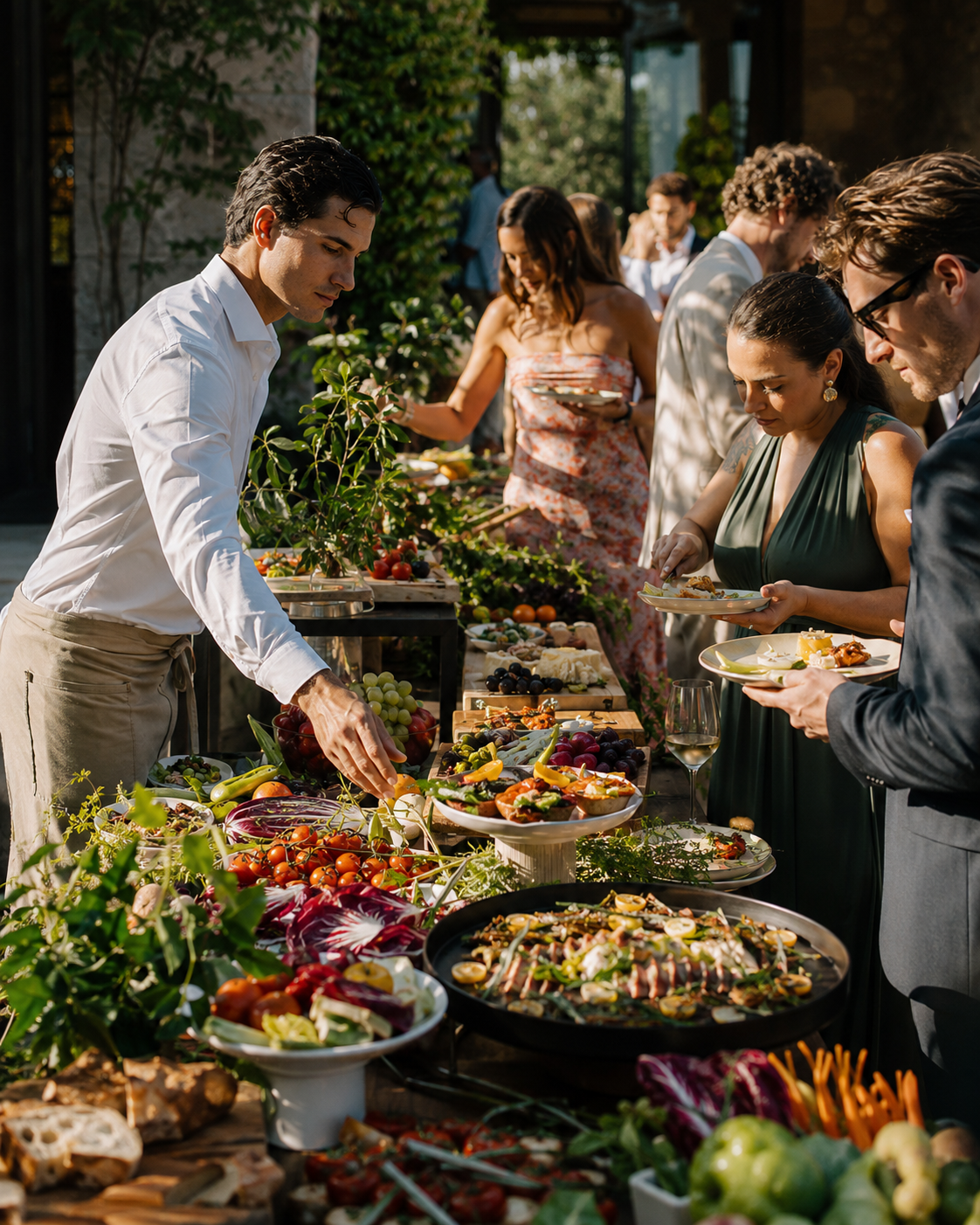 Buffet em funcionamento durante um evento