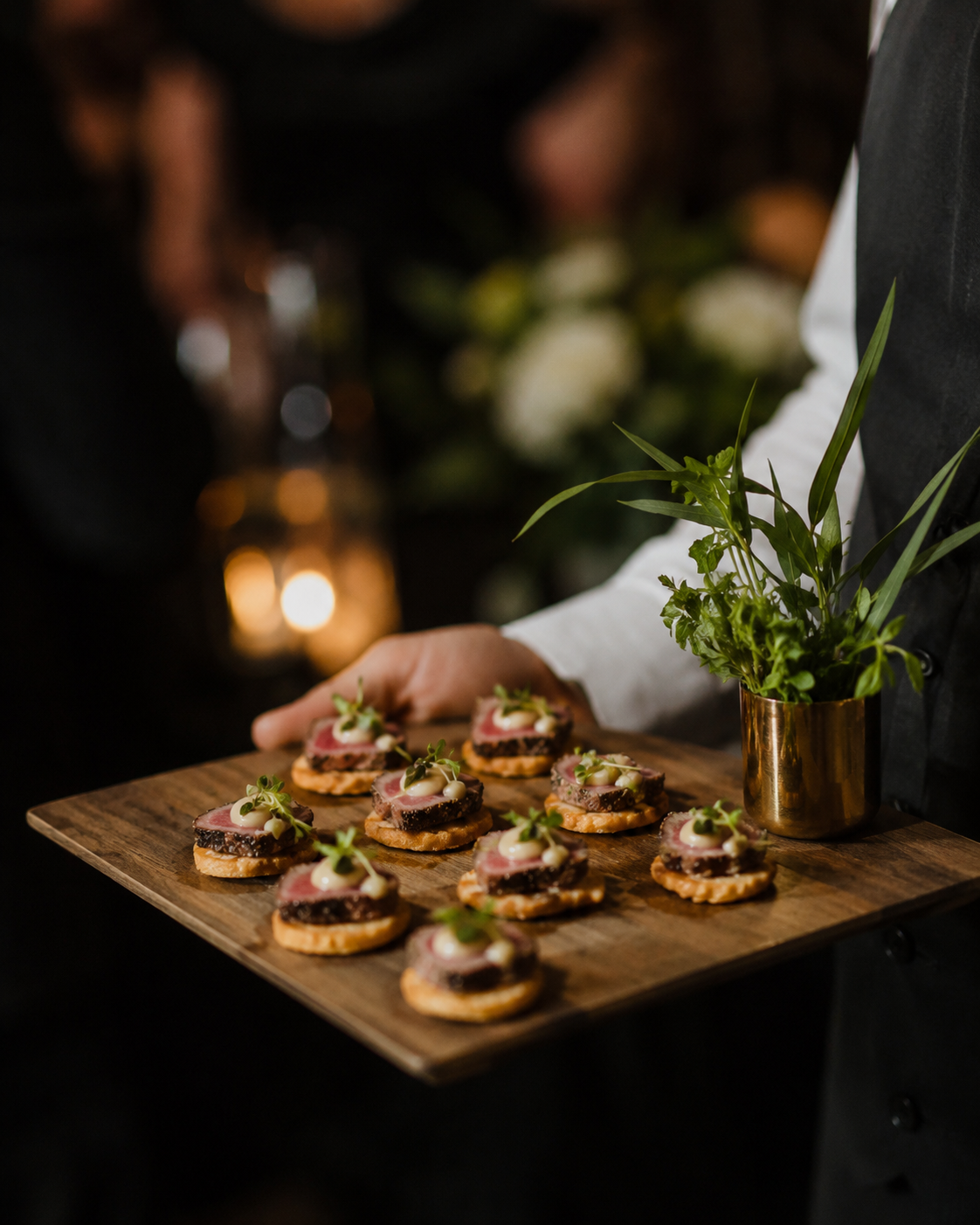 Serviço de buffet com canapés