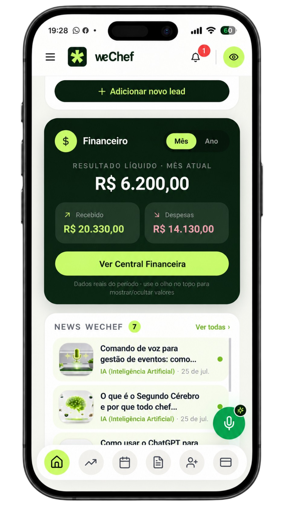 Central da weChef no computador